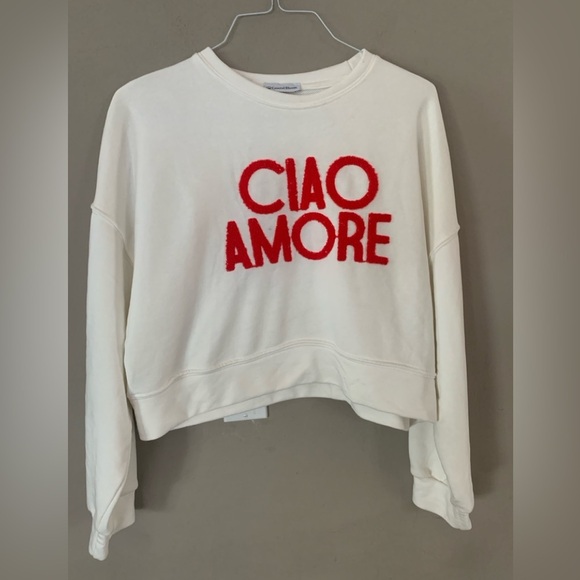 Women's White Sweater with Red Text - Picture 1 of 3